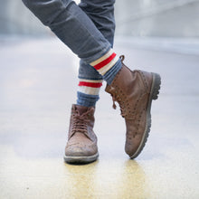 Load image into Gallery viewer, MEN'S SILVER BOOT SOCKS | BLUE RED