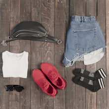 Load image into Gallery viewer, WOMEN'S SILVER RETRO-QUARTER SOCKS | BLACK