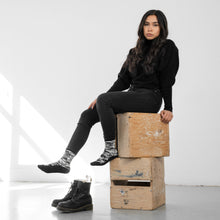 Load image into Gallery viewer, WOMEN'S SILVER CREW SOCKS | BLACK CAMO