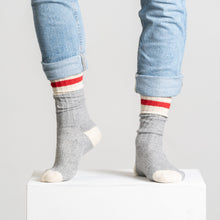 Load image into Gallery viewer, MEN'S SILVER BOOT SOCKS | GREY RED