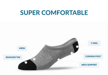 Load image into Gallery viewer, SILVER NO SHOW SOCKS | GREY WITH BLACK