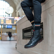 Load image into Gallery viewer, MEN'S SILVER CREW SOCKS | BLACK CANDY