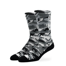 Load image into Gallery viewer, WOMEN'S SILVER CREW SOCKS | BLACK CAMO