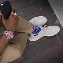 Load image into Gallery viewer, MEN'S SILVER CREW SOCKS | SHADES OF PURPLE
