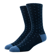 Load image into Gallery viewer, MEN'S SILVER CREW SOCKS | DOTTED BLUE
