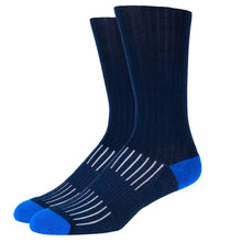 Load image into Gallery viewer, MEN'S SILVER RIBBED SOCKS | NAVY
