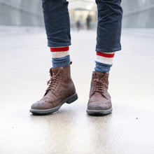 Load image into Gallery viewer, MEN'S SILVER BOOT SOCKS | BLUE RED
