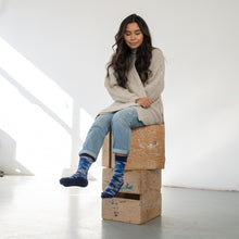 Load image into Gallery viewer, WOMEN'S SILVER CREW SOCKS | BLUE CAMO
