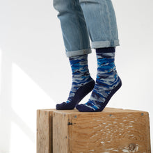 Load image into Gallery viewer, WOMEN'S SILVER CREW SOCKS | BLUE CAMO
