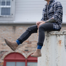 Load image into Gallery viewer, MEN'S SILVER CREW SOCKS | PAISLEY BLUE
