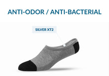 Load image into Gallery viewer, SILVER NO SHOW SOCKS | BLACK WITH GREY
