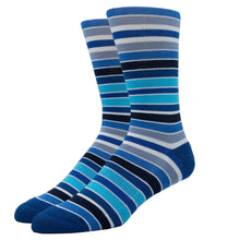 Load image into Gallery viewer, MEN'S SILVER CREW SOCKS | SHADES OF BLUE

