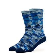 Load image into Gallery viewer, WOMEN'S SILVER CREW SOCKS | BLUE CAMO
